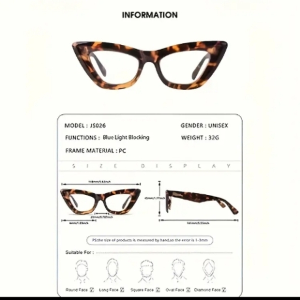 +2.50 Chic Pink and Black Cat-Eye Glasses Blue Light Blocking - Picture 5 of 5